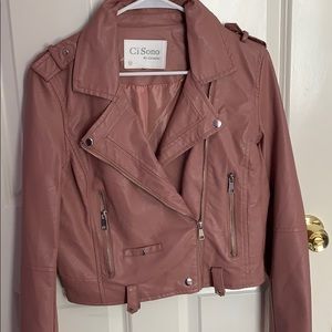 Light Pink Faux leather Jacket